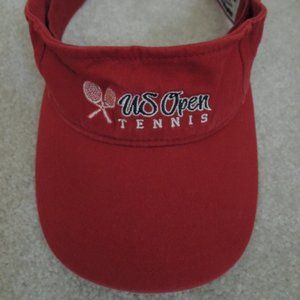 US Open Tennis Visor 2004 Red 100% Cotton One Size Velcro Closure $45 Value NWOT